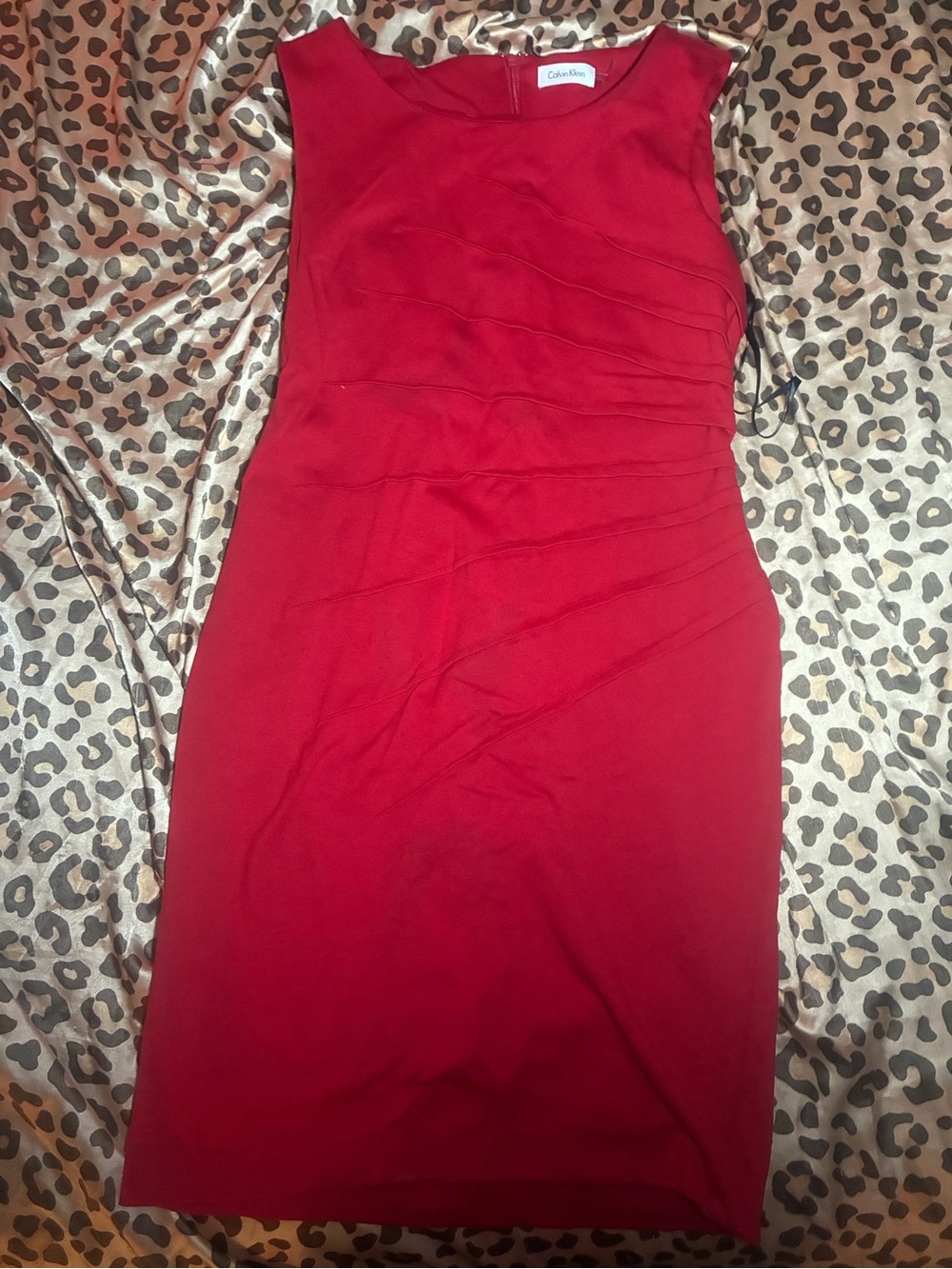 ⭒ red calvin klein midi dress